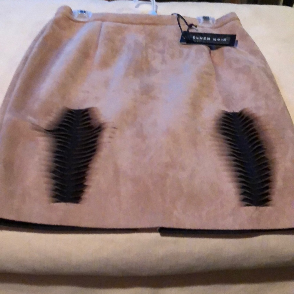Faux suede camel skirt